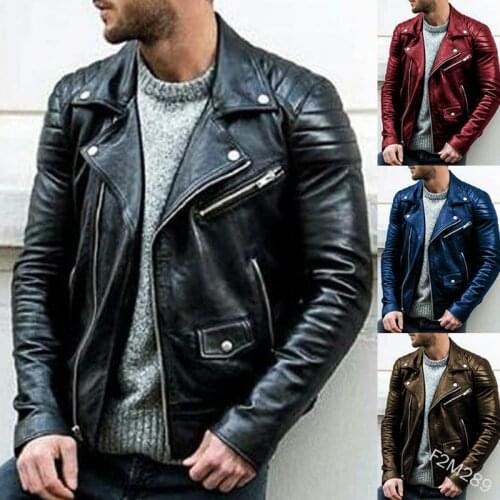 WEPBEL Mens Winter Leather Jacket Men Casual Loose PU Vintage Bomber Jacket Thick Fashion Windbreak Coat Male Clothing