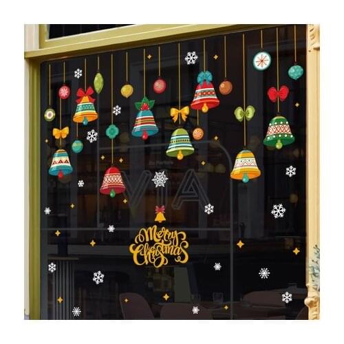 Wall Sticker Christmas Decorations For Home Bells Pendants Windows Glass Doors Kitchen Stickers Christmas Eve Shop Wall Pictures