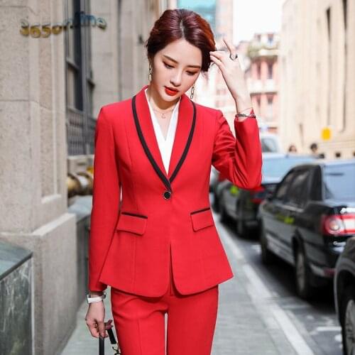 Autumn Winter New Styles Formal Uniform Designs Pantsuits Career Interview Job Clothes for Women Business Work Wear Blazers Set