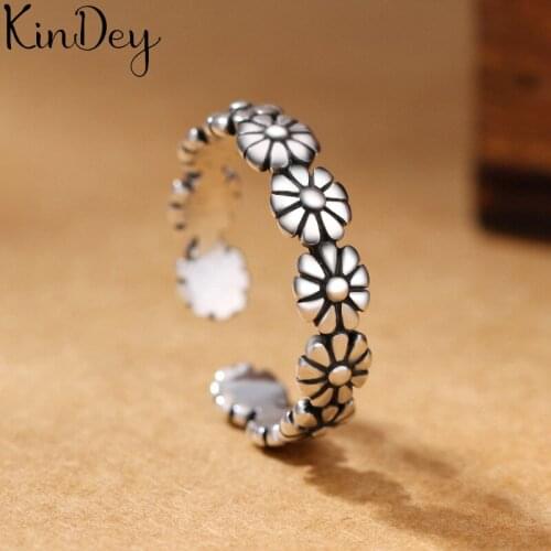 Exaggerated Silver Color Plum Flower Rings For Women Engagement Jewelry Girls Open Finger Rings