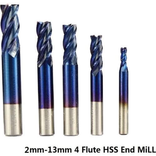 Grinding cutter, 1 piece, 2-13mm, super blue, coated, hss, straight shank, cnc router end flute 4