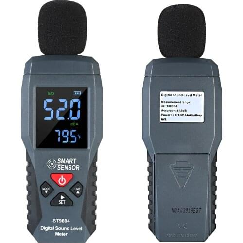 SMART SENSOR Mini Digital Sound Level Meter LCD Display Noise Meter Noise Measuring Instrument Decibel Tester 30-130dBA ST9604