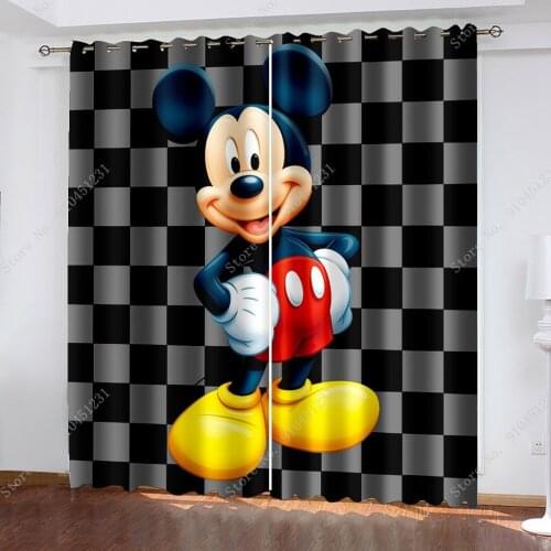 Blackout Curtains Disney Mickey Minnie MouseThermal Insulated Darkening Window Drapes Kids Bedroom Room Décor Children Gifts