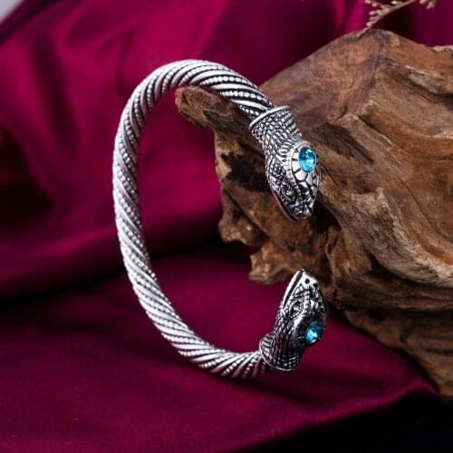 Teamer Snake Screw Cable Indian H Cuff Jormungandr Vintage Bangle&Bracelet for Women Love Nail Viking Bangles Jewelry Best Gift