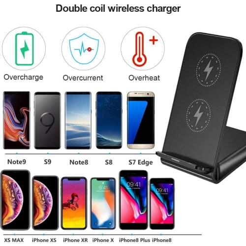 Vertical Double Coil Charging Stand Wireless 10W Fast Charging Mobile Phone Universal Double Coil Stand Wireless Charger