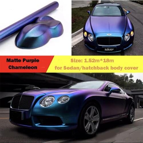 18x1.52M Matte Film Glitter Chameleon Purple Color Change Vinyl Sticker Car Whole Body Vinyl Wrap Matt Stain Decals Sticker Roll