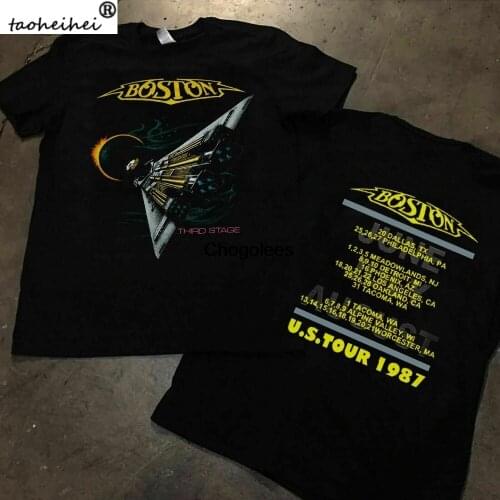 Vintage Boston Band 1987 US Tour T Shirt Third Stage Space Ship Black T Shirt