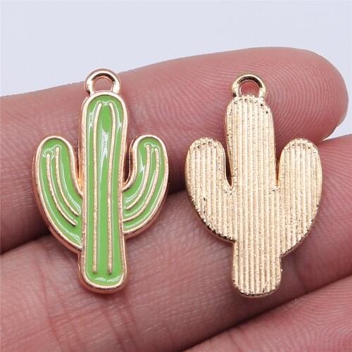 WYSIWYG 3pcs 4 Colors 26x15mm Cactus Charm For Jewelry Making Jewelry Accessories Enamel Cactus Pendant Charms