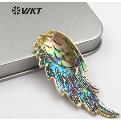 WT-P853 All-Matched Design Shell Feather Pendant gold Jewelry natural shell mixed colors charm pendant for necklace high quality