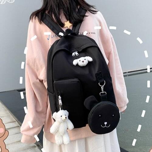 Female Nylon Backpack for Women Black Rucksack Composite Bag Teenages Girls Travel School Bag Korean Student Bookbag New Mochila