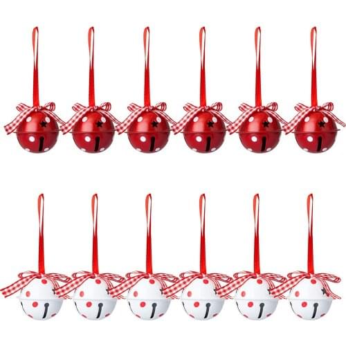 12 Pcs Christmas Jingle Bells DIY Craft Bells Christmas Bells With Star Ribbon For Christmas Tree Wreath Ornaments