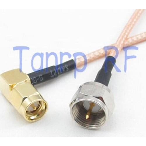 20inch F male plug to SMA male right angle RF adapter connector 50CM Pigtail coaxial jumper cable RG316 extension cord