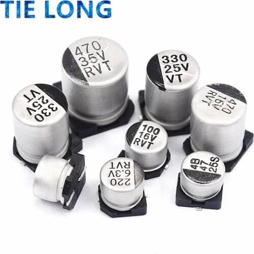 20pcs SMD Electrolytic capacitor aluminum 6.3V 10V 16V 25V 35V 50V 1UF 2.2UF 4.7UF 10UF 47UF 100UF 220UF 330UF 470UF 680UF