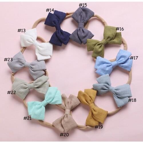23 pcs/lot, Slub cotton Fabric Bow Headbands, Schoolgirl Sailor Bow Nylon headbands, Baby Girls Hair Accessories