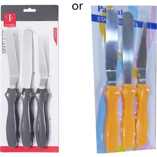 3Pcs/set Stainless Steel Cream Spatula Cake Scraper Smoother Palette Knife Cake Decorating