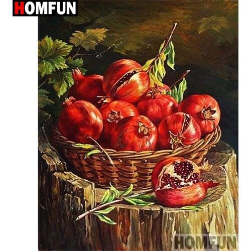 HOMFUN Full Square/Round Drill 5D DIY Diamond Painting "Pomegranate fruit" Embroidery Cross Stitch 5D Home Decor Gift A30070