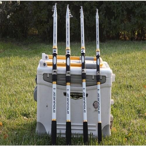 White Long Rod Hard-adjusted Throwing Rod Set Telescopic Fishing Rod Sea Rod FRP Fishing Rod 2.4m