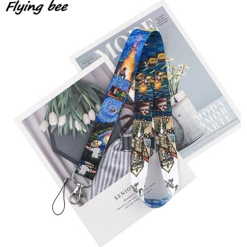 Flyingbee Painter Van Gogh Creative Lanyard Badge ID Lanyards Mobile Phone Rope Key Lanyard Neck Straps Accessories X1652