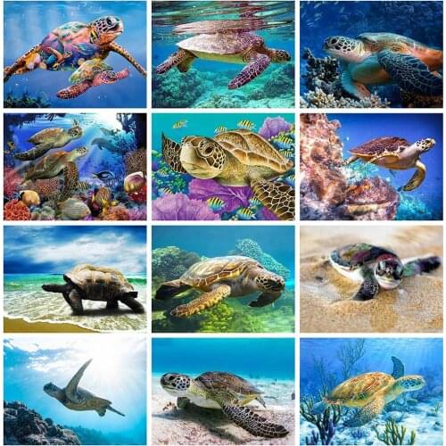 HUACAN 5D DIY Diamond Painting New Arrivals Seabed Turtle Diamond Embroidery Cross Stitch Animal Full Mosaic Home Decoration