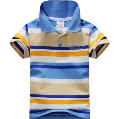 Jargazol Boys Shirts Color Stripes Short Sleeve Summer Top Polo Shirt 2T-7T Kids Clothes Cotton Camiseta Toddler Boy Sport Tees
