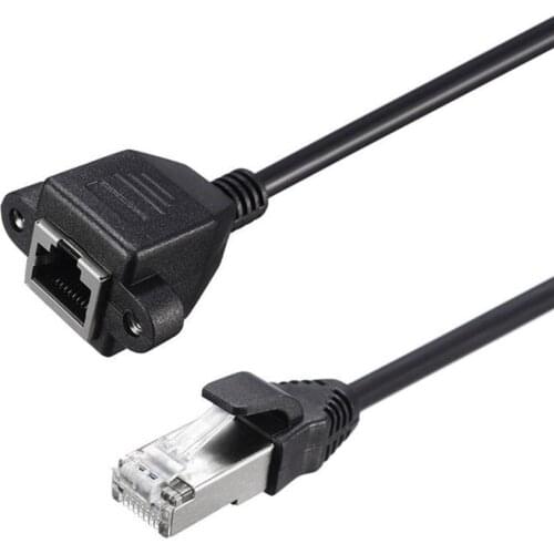 1pcs 30cm 8Pin RJ45 Cable Male to Female Screw Panel Mount Ethernet LAN Network 8 Pin Extension Cable