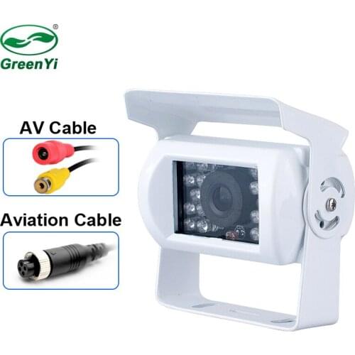 GreenYi White Car Parking Camera IR Night Vision Waterproof Rear View Camera With 10M 15M 20M RCA Video Cable For Bus Truck