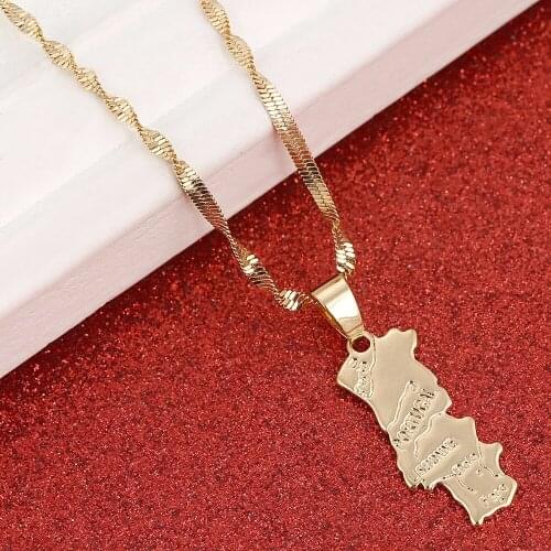 Portugal Map Pendant Necklace Chain Women Gold Color Jewelry Portuguese for Girl Gift