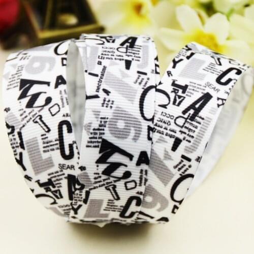 22mm 25mm 38mm 75mm Alphabet Cartoon printed Grosgrain Ribbon party decoration 10 Yards X-03876