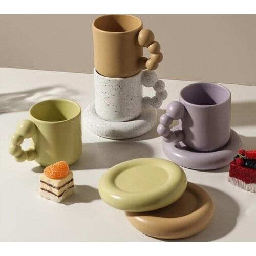 Nordic 380ml Personality Mug Creative Fat Handle Cup Creative Ceramic Coffee Cup Mat Living Room Dining Afternoon Tea Cup