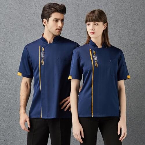 Kitchen Bakery Hotel Chef Uniform 2021 Short Sleeve Cook Coat Catering Restaurant Cooking Patisserie Canteen Work Wear Jackets