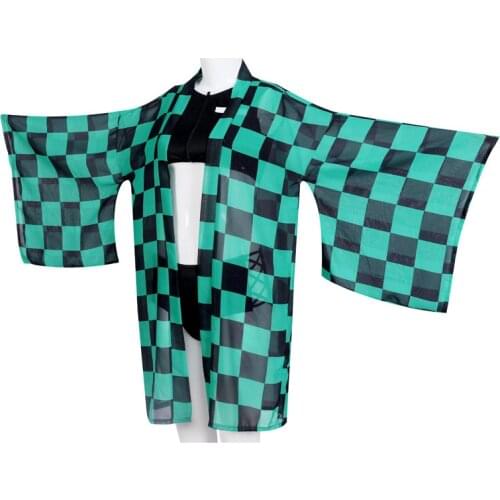 Swimsuit Kimono Set Demon Slayer Anime Cosplay Bikinis Three Piece Suit Character 3D Print High Waist Swimwear Women Beach 2021