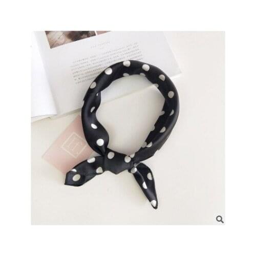Retro white spots black silk rayon square scarves scarf necktie kerchief hairband headscarves hair jewelry for women wedding