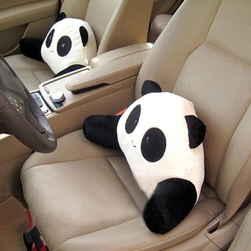 80% Hot Sell Headrest Pillow Breathable Comfortable PP Cotton Cute Panda Shape Car Seat Plush Lumbar Pillow for Car