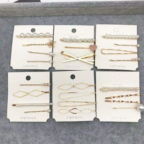 Pearl Metal Gold Color Hair Clip Bobby Pin Barrette Hairband Hairpin Headdress for women girls Hair Accessories