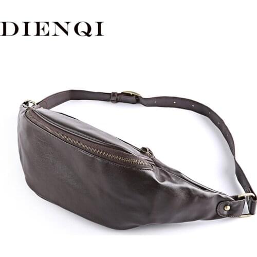 DIENQI Fashion Small Bag Men Waist Packs Vintage Leather Bags for Man Belt Bag Phone Holder Travel Pauch Bag Sports Fanny Pack