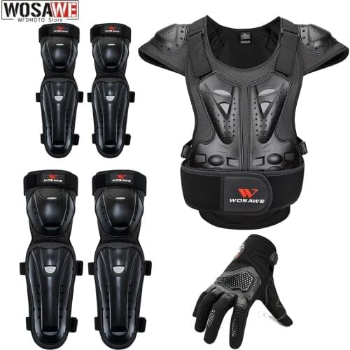 WOSAWE Motorcycle Jacket Body Armor Motocross Chest Back Protector Motocross Off-Road Racing Vest and Motorcycle Knee Protector