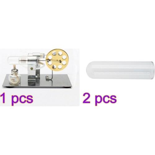 DIY Single Cylinder Stirling Engine Experimental Science and Education Model +2pcs Heat-resistant Cylinder Glass Tube