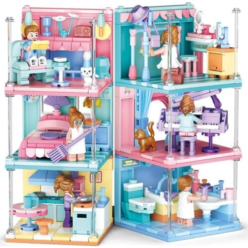 Creator Friends Girls Princess House Bathroom Bedroom locker Room Building Blocks Kit Bricks Classic Home Model Kids Toys Gift