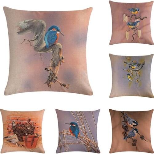 Cushion Covers 45*45cm kingfisher Birds Pattern Pillows Covers Decorative Pillowcases For Home Sofa Office Chair Decor ZY301
