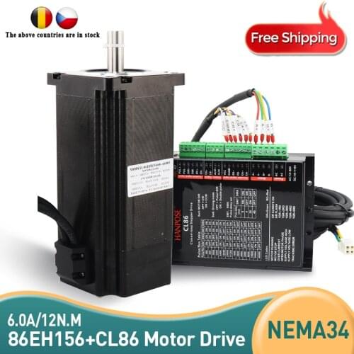 NEMA34 6.0A 12N.m Step-servo motor 86EH156A6003 Closed Loop Servo Driver CL86 for CNC worm wheel edging machine