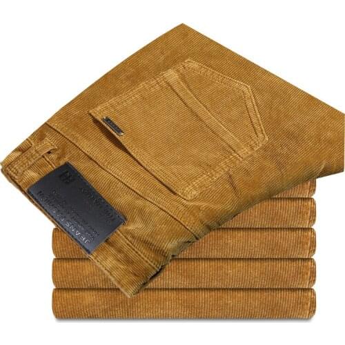 New Autumn and Winter 2020 Male Business Mens Trousers Straight Corduroy Corduroy Pants Breathable Casual Pants