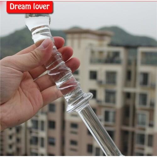 Super long Large Pink love carving Glass crystal Dildos penis Anal plug Sex toys for women Female masturbation Valentines gift