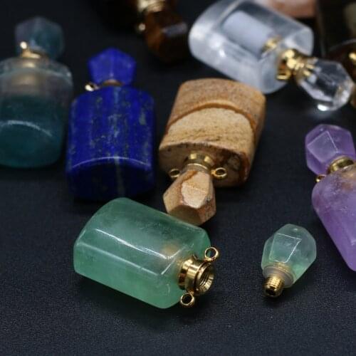 Natural Stone Pendants Lapis lazuli India Agates Perfume Bottle Necklace Charms for Trendy Jewelry Making DIY Reiki Heal Gifts
