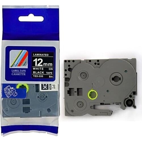 Manufacturer direct selling compatible TZe-335 TZ-335 tze335 tze 335 White on Black 12mm tz label tapes for Ptouch label printer