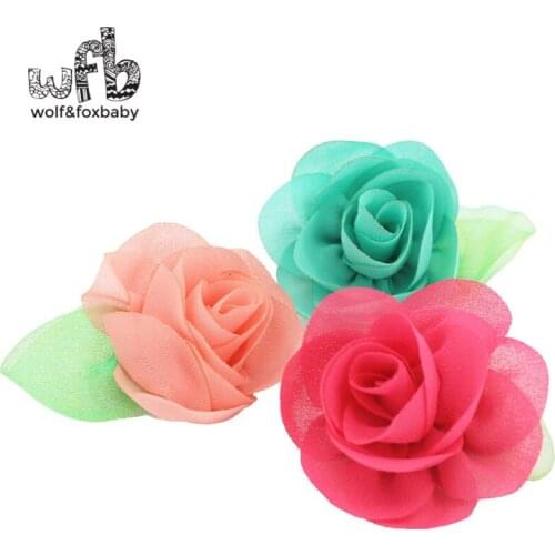 Retail 5pcs/pack 5.5cm Kids children Cute Print pure color gauze floral green leaf hairband Hair Clip Hair Accessaries barrettes