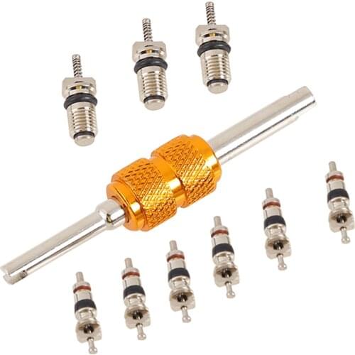 9pcs R134a Car A/C Air Conditioning Valve Cores with Installer Tool for Replacement Maintenance of Automobile Air Conditioners