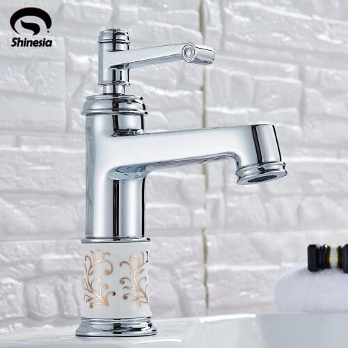Shinesia Chrome Bathroom Faucet Basin taps Hot And Cold Water Mixer Tap Single Handle Deck Mounted Vanity Fashion Basin Faucet