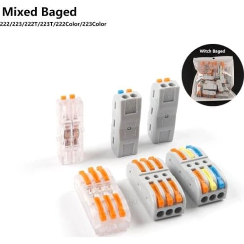 Mixed Bag Wire Connector 222/223 Wiring Cable Connector Conductor Terminal Block Threader Splitter 0.08-2.5mm DIY YOU SPL-2 3