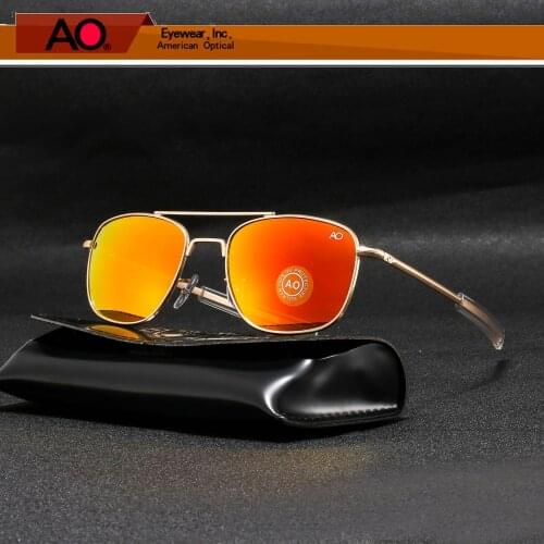 Aviation AO Sunglasses Men Woman Brand Designer Vintage American Army Military Sun Glasses Glass Lens Gafas De Sol Hombre Box