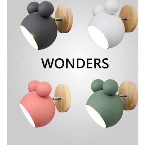 Macaron modern LED Wall Lamp E27 5W mickey style simple Creativity for foyer restaurant Study bedroom Wall Light
